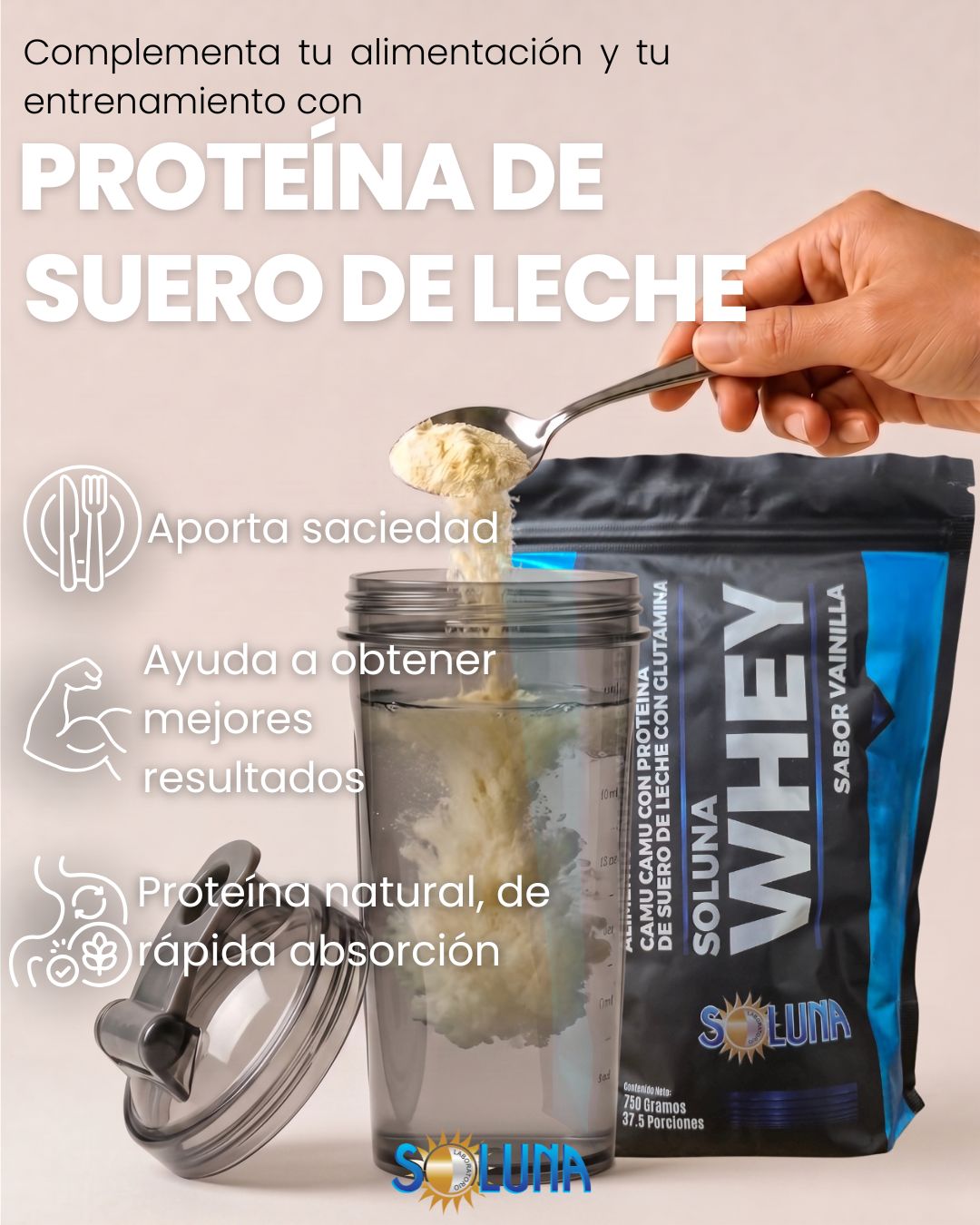 Malteada de proteina: Soluna Whey