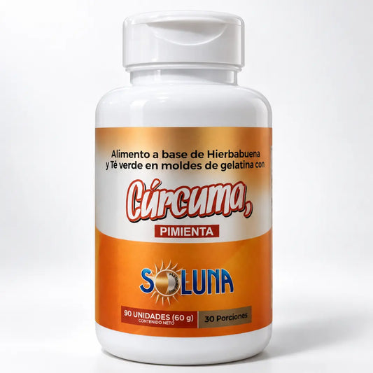 Cápsulas Cúrcuma + pimienta negra x90 unidades. Soluna