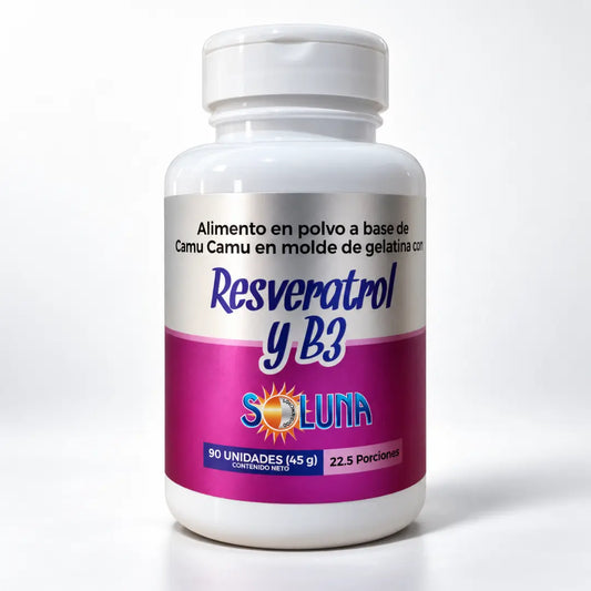 Resveratrol + Vitamina B3 x90 cápsulas. Soluna