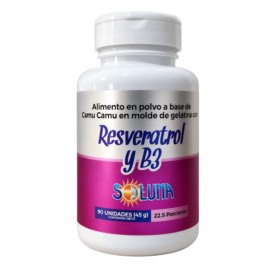 Resveratrol + Vitamina B3 x90 cápsulas. Soluna